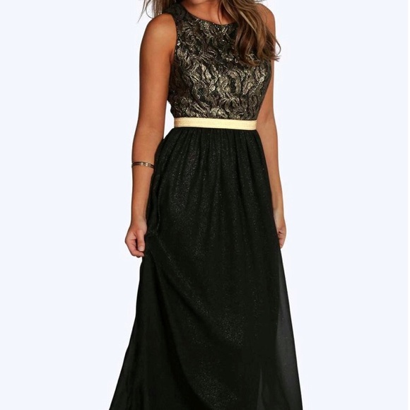 BOOHOO Boutique Lace & Metallic Maxi Dress - Picture 1 of 1